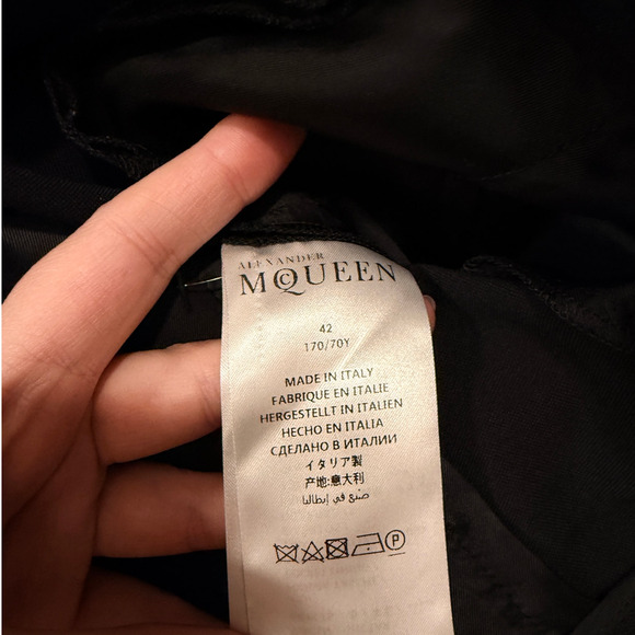 Alexander McQueen 100% Wool High Rise Trousers 6 Straight Leg Cropped Pants 42 - Picture 9 of 15